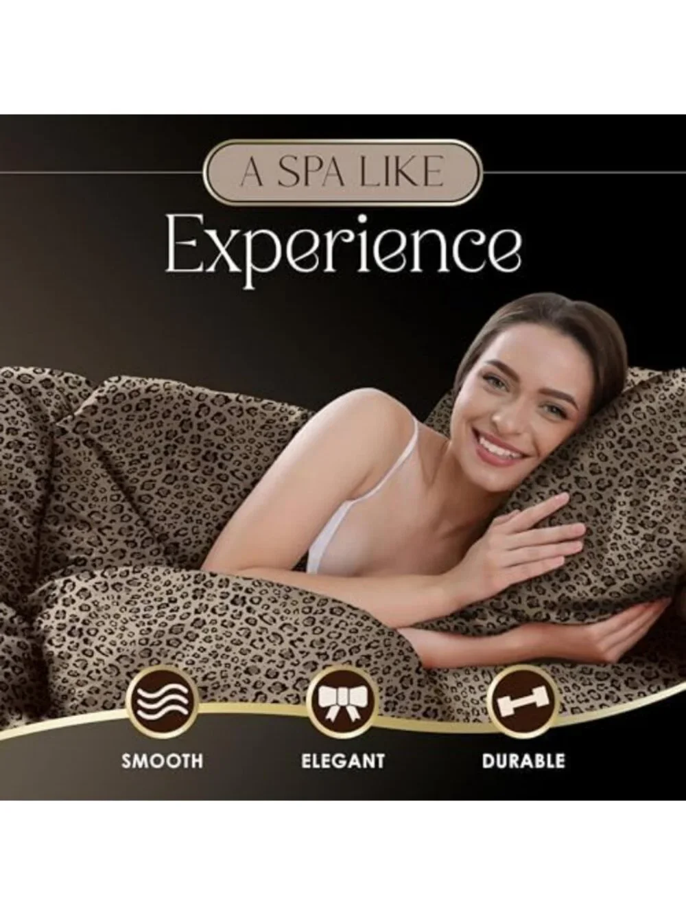 Luxurious 4-Piece Queen Satin Sheet Set in Chic Leopard Print - Soft & Stylish